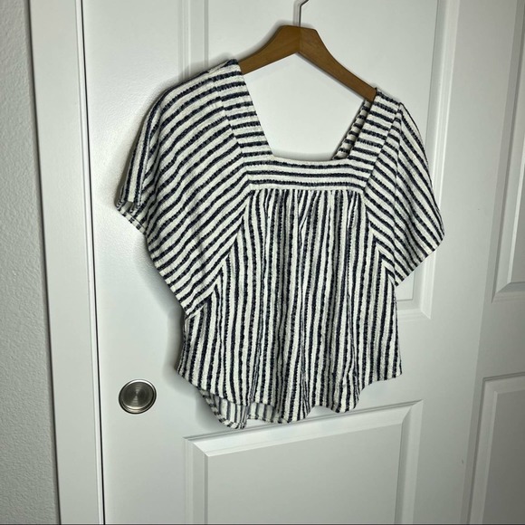 Madewell Isley Navy Blue Stripe Butterfly Knit Blouse Size Small - Picture 2 of 6